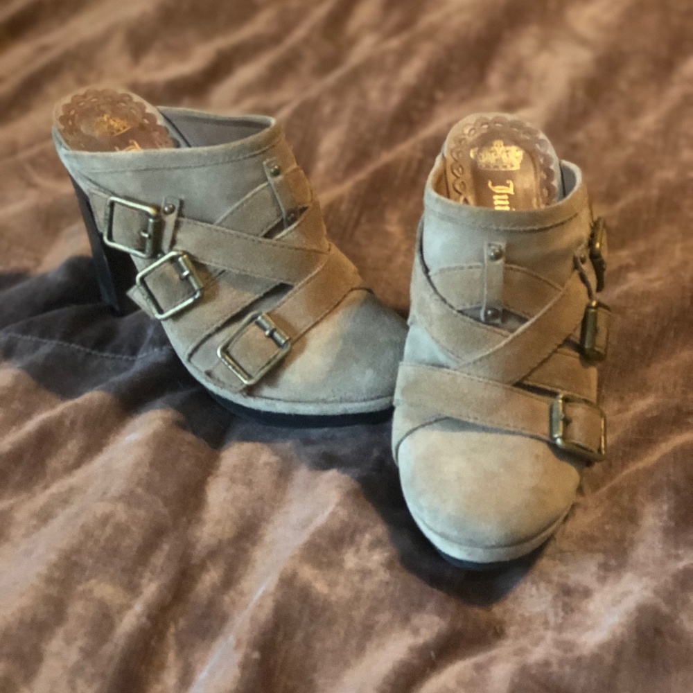 Juicy Couture wooden stack heel clog